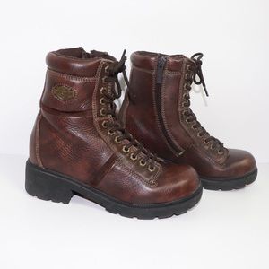 Harley Davidson Brown Leather Moto Boots Steel Toe 7.5